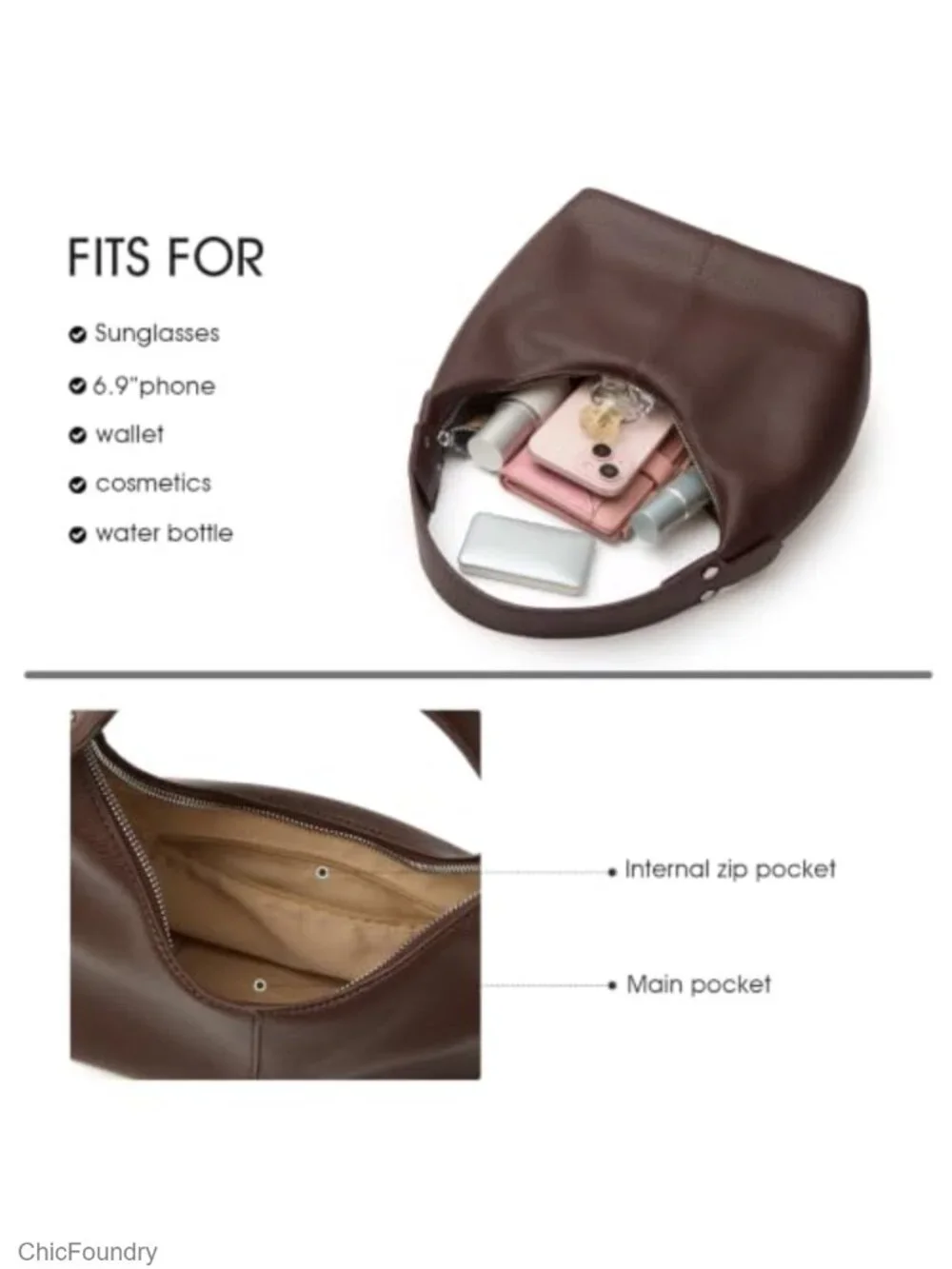 Vegan Leather Hobo Shoulder Bag Y2K Purse Tote Handbag for Women
